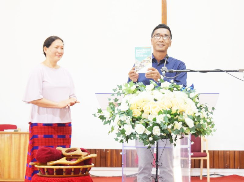 Editor of the book Dr Tsüknungrenla with CTC Principal Rev Dr A Temjen Jamir during the book release on October 17.
